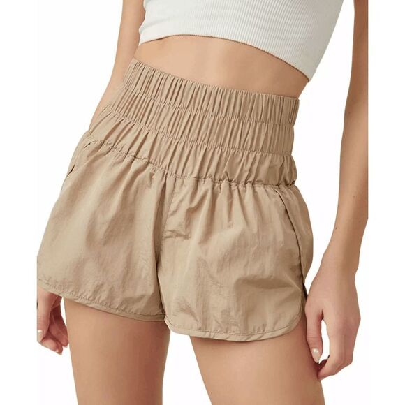 Free People Movement The Way Home Taupe High Waisted Shorts Women's Size Small - Picture 1 of 7